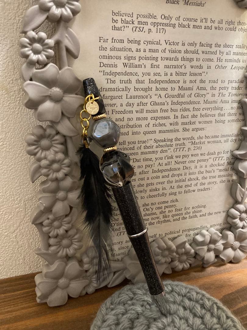 black×gold×feather⁑黒羽チャーム オリジナルカスタムボールペン