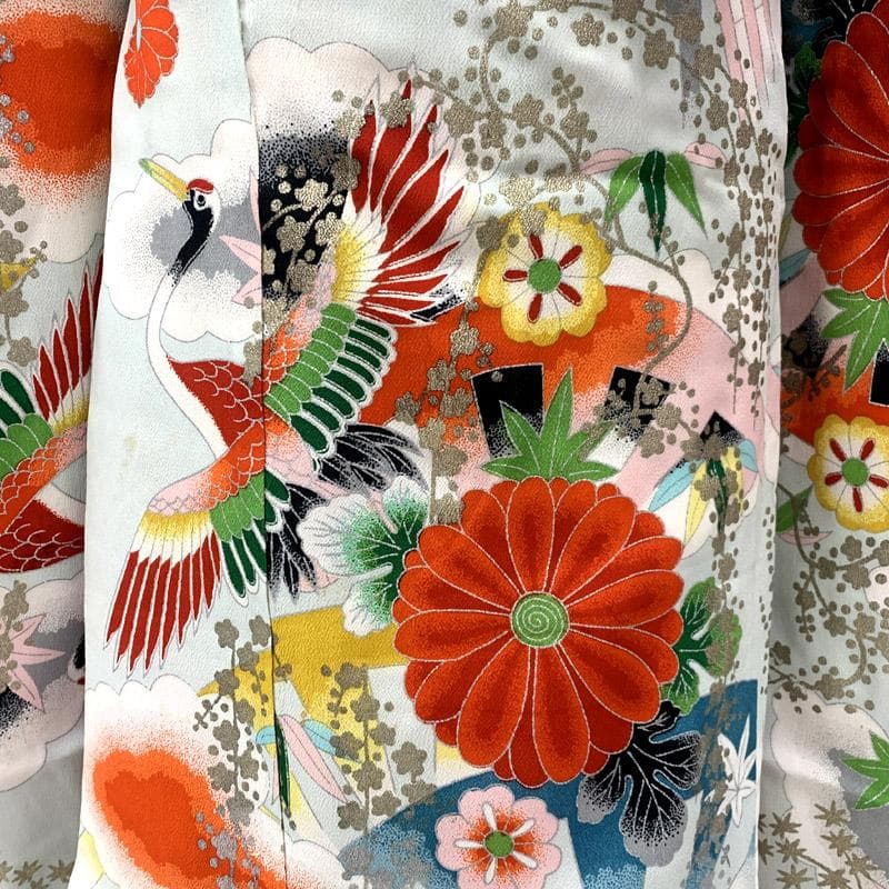 602ag5■七五三 七歳 女児 セミアンティーク着物&開き帯&長襦袢■良好