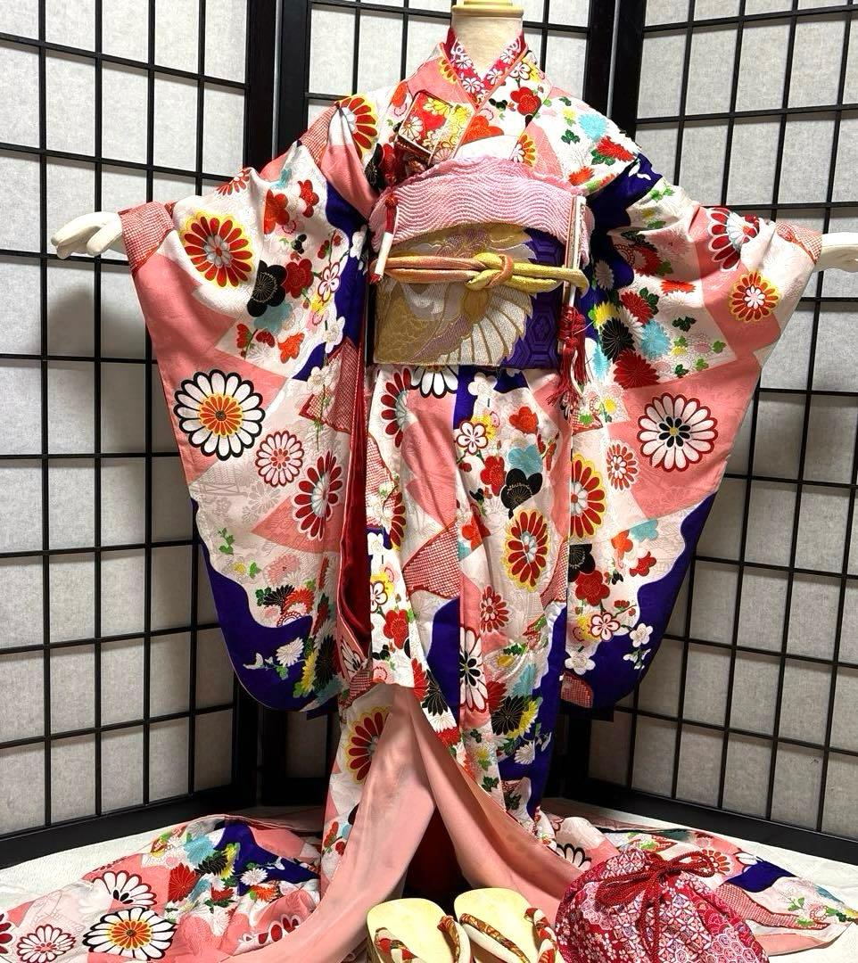 七五三　着物セット　7歳　アンティーク　だらり帯　ぽっくり　舞妓スタイル