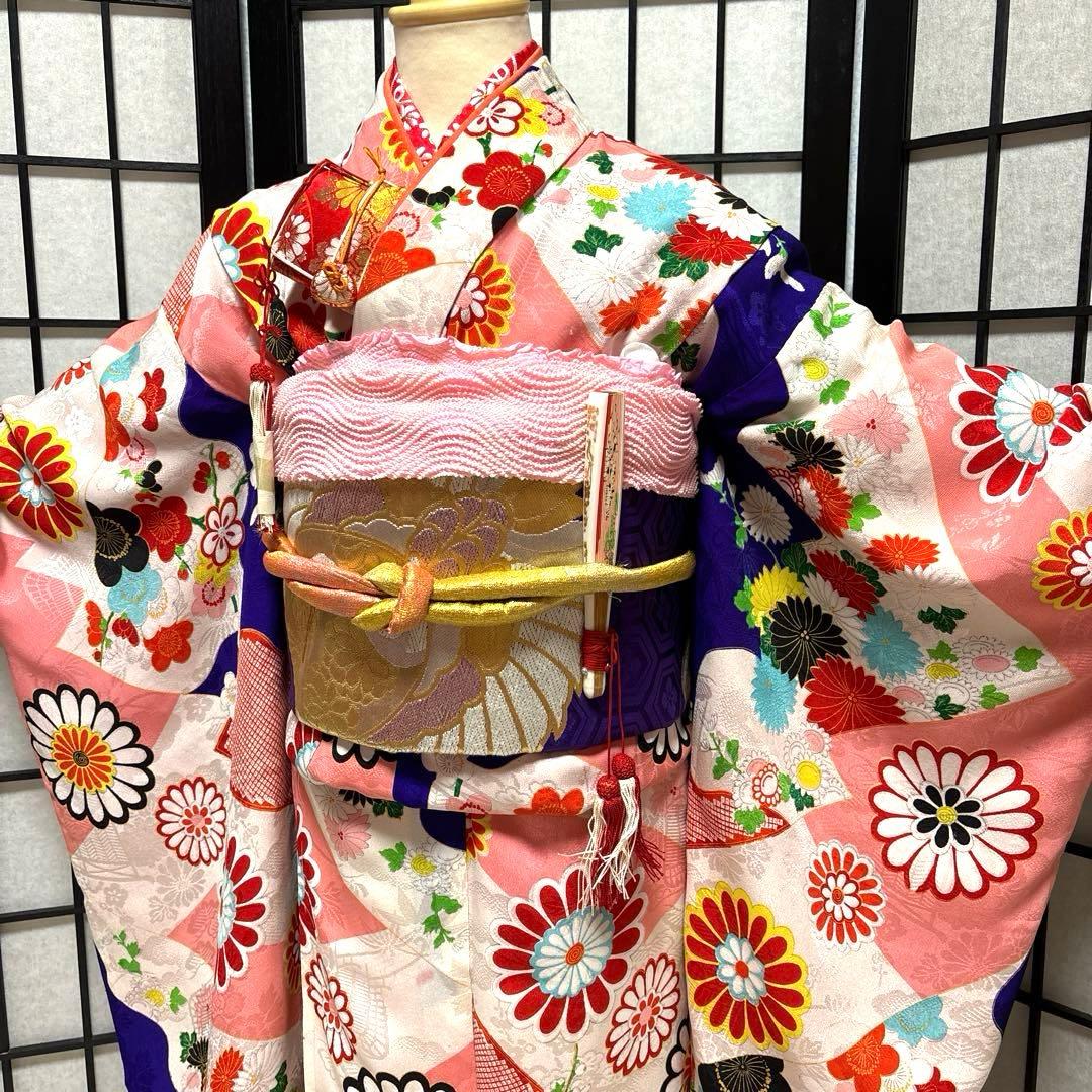 七五三　着物セット　7歳　アンティーク　だらり帯　ぽっくり　舞妓スタイル