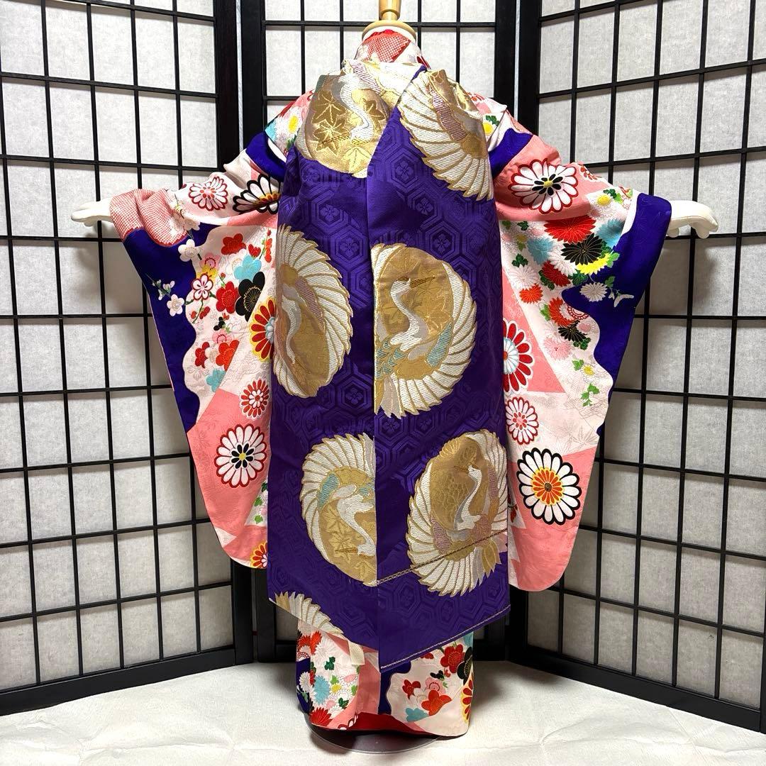 七五三　着物セット　7歳　アンティーク　だらり帯　ぽっくり　舞妓スタイル