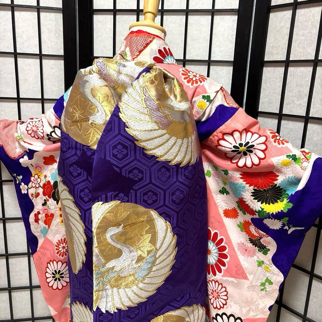 七五三　着物セット　7歳　アンティーク　だらり帯　ぽっくり　舞妓スタイル
