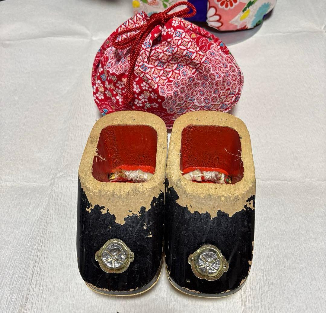 七五三　着物セット　7歳　アンティーク　だらり帯　ぽっくり　舞妓スタイル