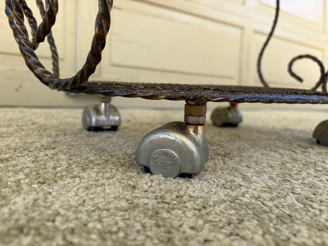 薔薇装飾 アイアン×ガラス サイドテーブル ルネッサンス風