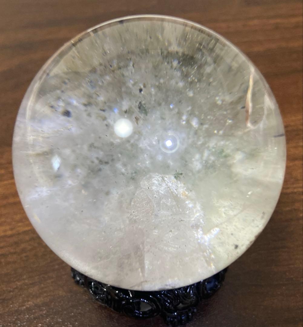 クォーツインクォーツ　スフィア　ホワイトグリーンガーデン共生　約56mm