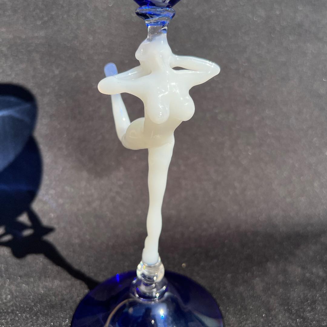 Xodas ゴブレット ワイングラス ボロシリケイトガラスアート 青 女性