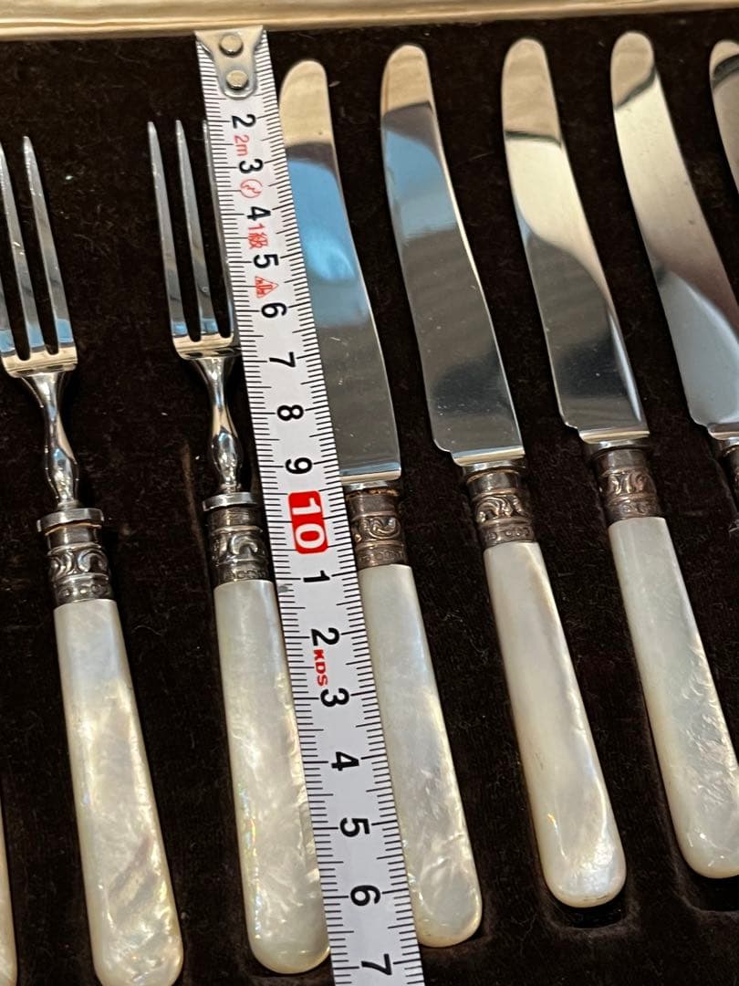 英国マッピンアンドウェッブ　純銀925製 白蝶貝 デザートナイフ　フォーク