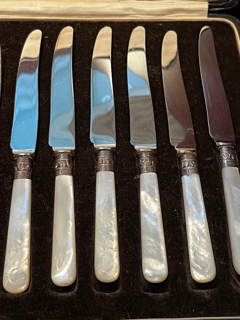 英国マッピンアンドウェッブ　純銀925製 白蝶貝 デザートナイフ　フォーク