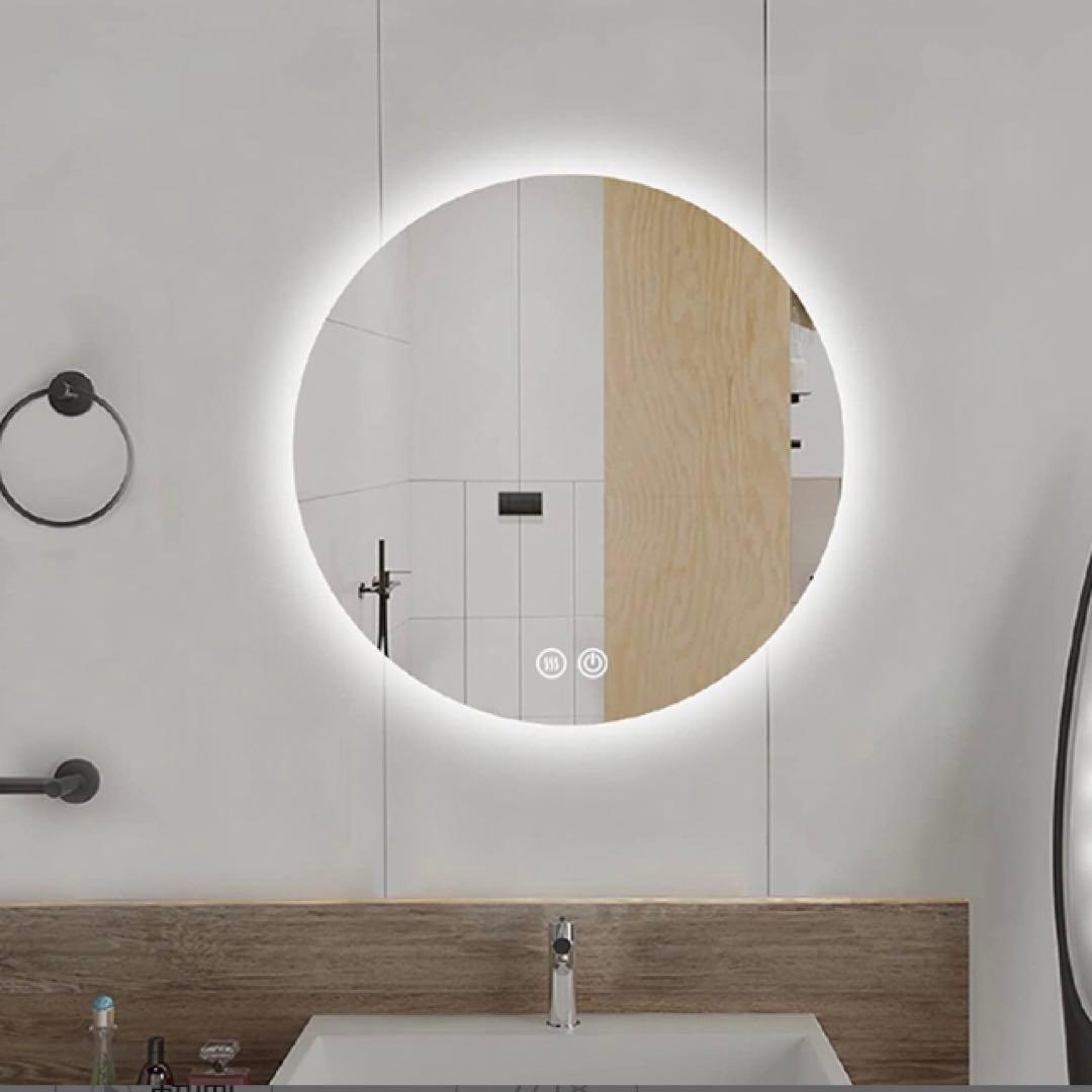 【新品】LED 浴室ミラー 浴室鏡 女優ミラー 壁掛け鏡 防水 照明付き 円形