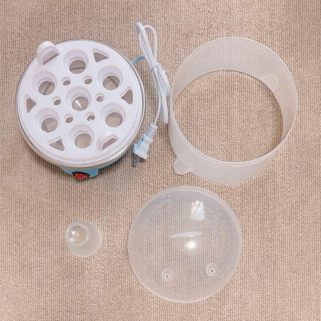 ☯️ ゆで卵メーカー コンセント式 ブルー 7卵 調理家電 蒸し料理 さつまいも