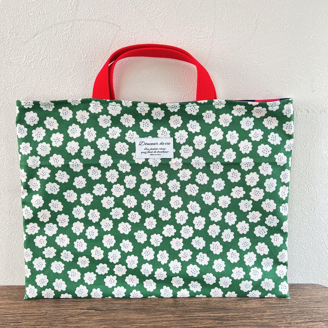 レッスンバッグ 北欧 小花 グリーン☆ハンドメイド - メルカリ