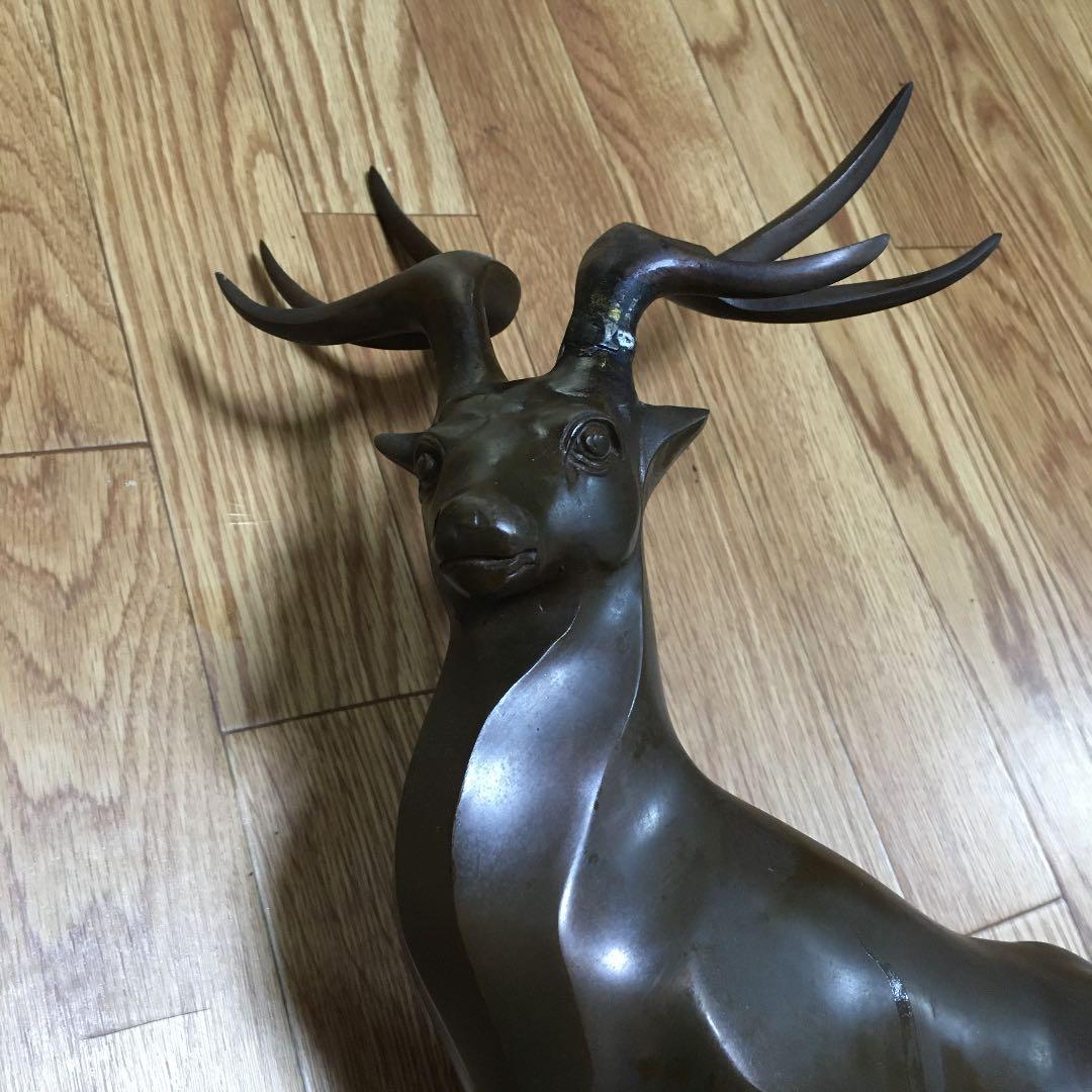 1036 鹿 シカ ブロンズ 像 金属製
