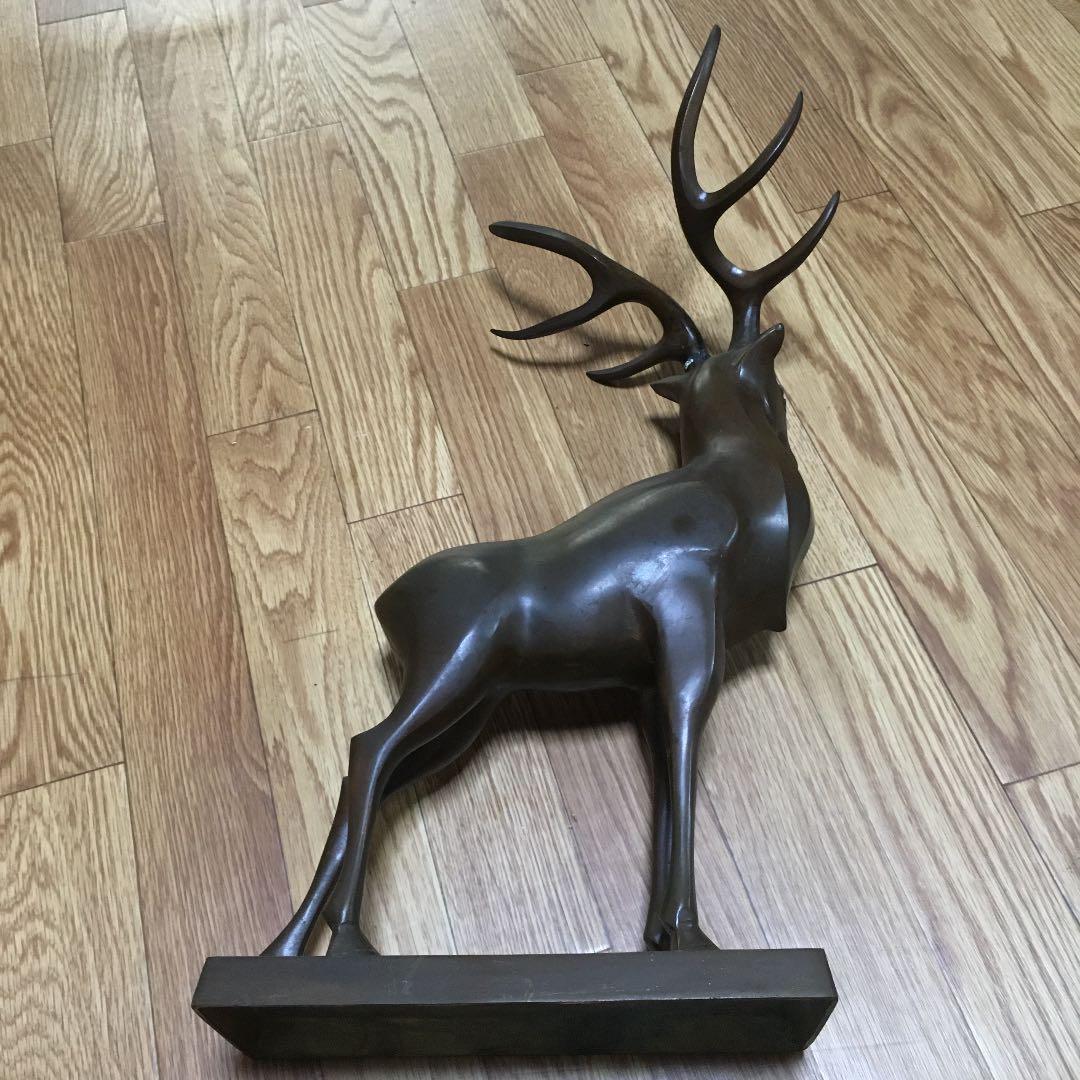 1036 鹿 シカ ブロンズ 像 金属製