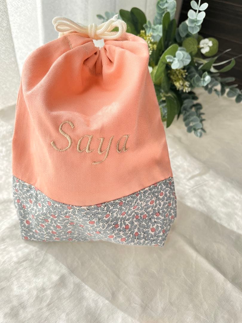 ⭐︎1〜3月限定⭐︎名入れ刺繍＊ピンク×リバティフリルの入園入学4点