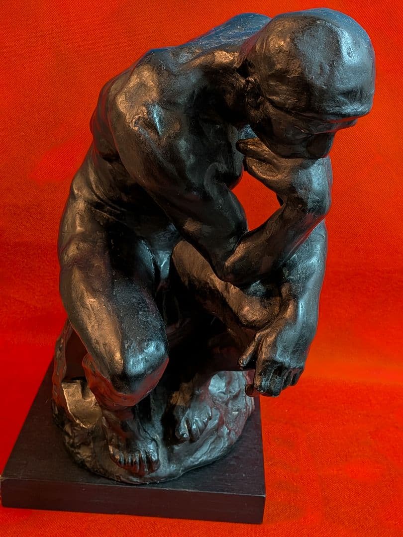 確認用追加画像40センチサイズ木彫り彫刻造形美術昭和レトロ「考える