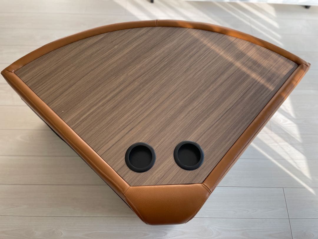 東京インテリア　センターテーブル コーナー型ローテーブル ドリンクホルダー付き