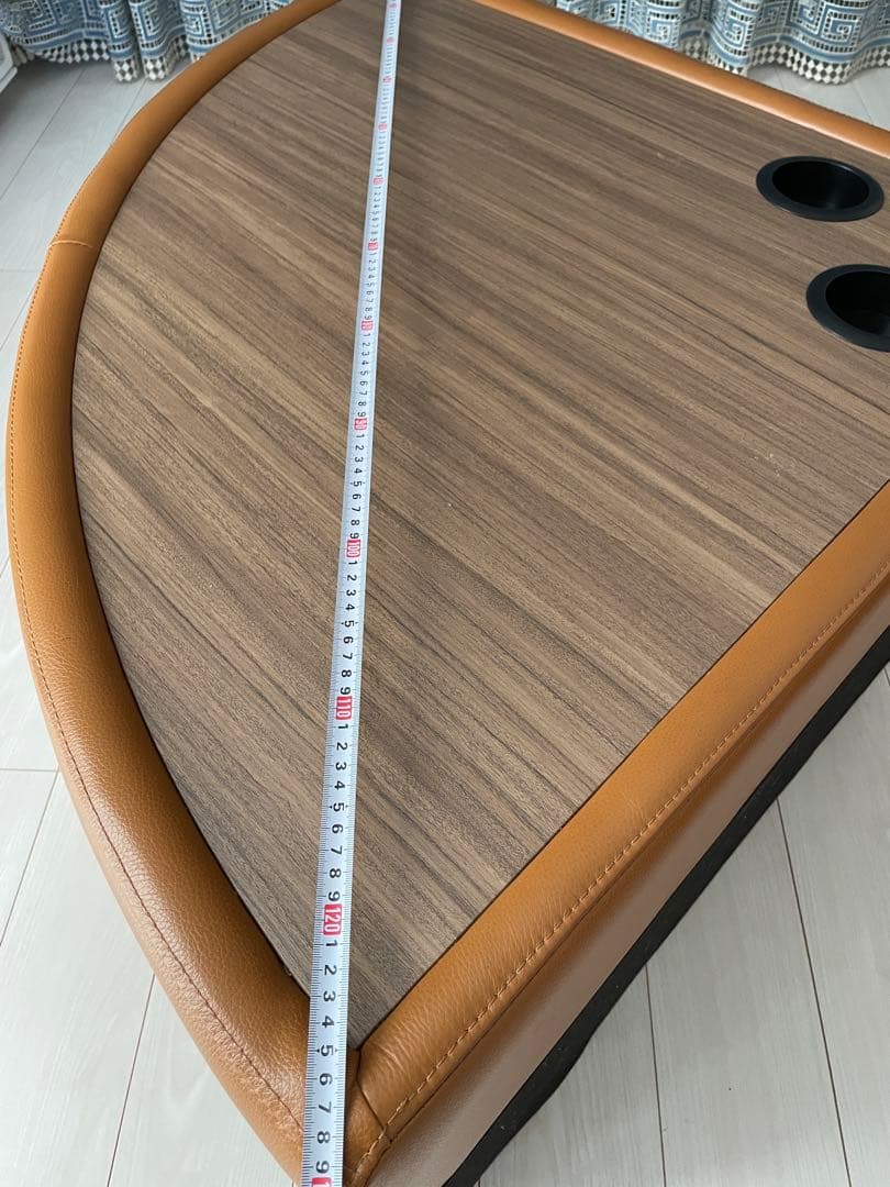 東京インテリア　センターテーブル コーナー型ローテーブル ドリンクホルダー付き