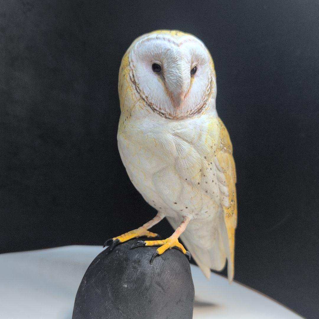 リアル　「メンフクロウ」　野鳥彫刻　 バードカービング　木彫りの野鳥