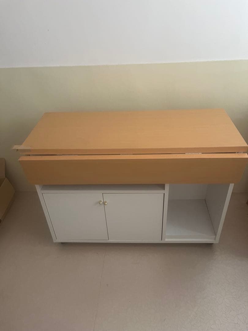 ホワイト木製収納テーブル