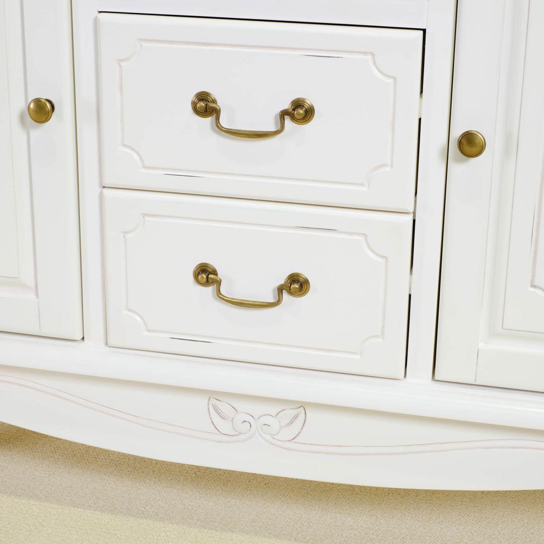 C 新品 キャビネット 白 リビングボード ホワイト アンティーク 本棚 飾り棚