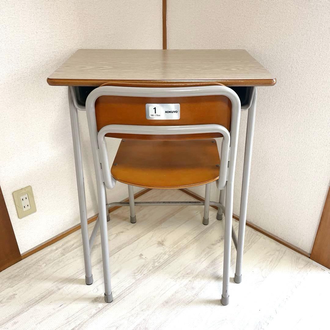 美品 KOKUYO 学習机 学習椅子 セット 学校机 学校椅子 特 1 レトロ