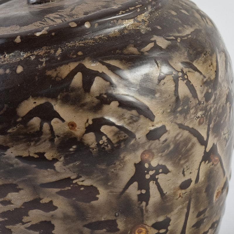 中国　黒石製　竹文　蓋物　N　R9378