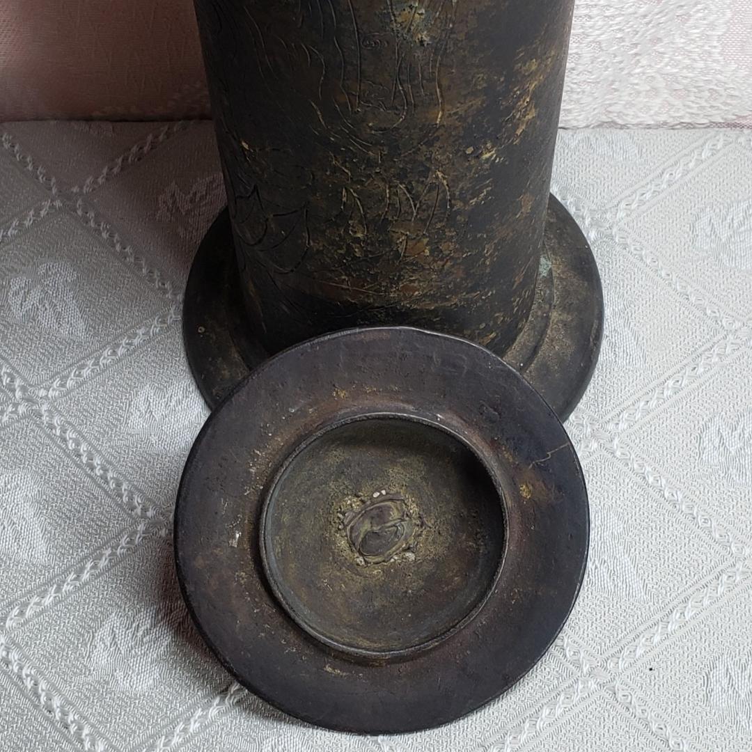 ◆『徳川家 金銅観音菩薩彫経筒 三つ葉葵紋』◆検）仏像 徳川家康 徳川家光 空海