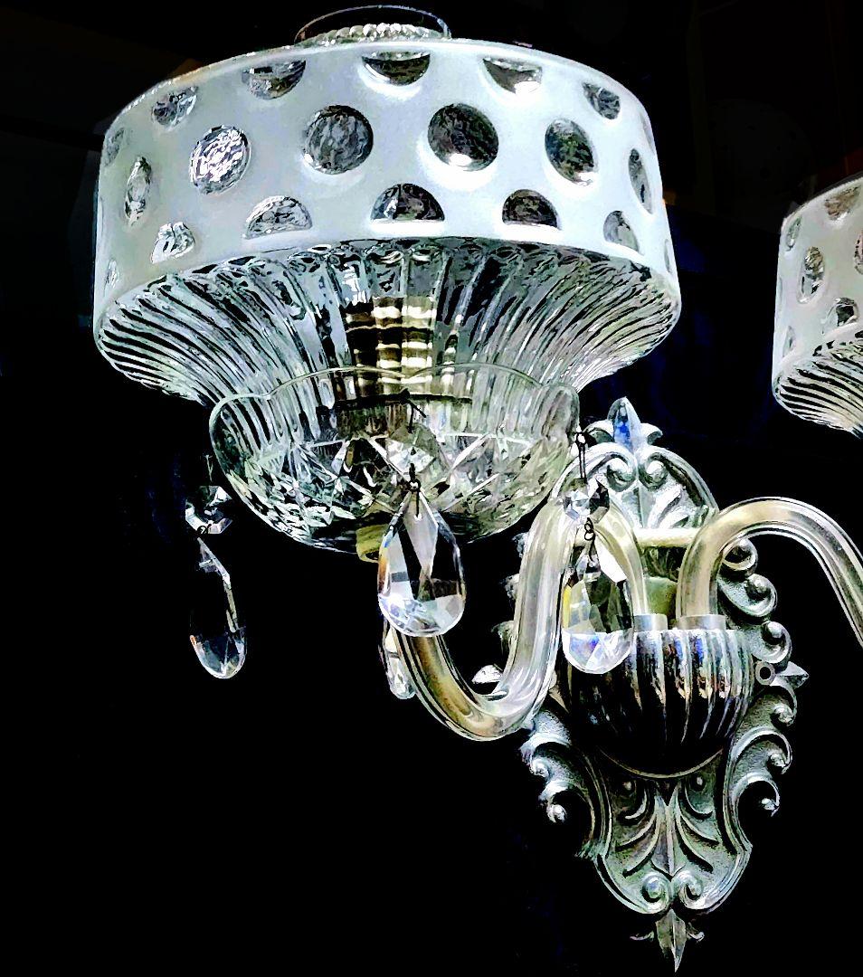 【昭和レトロ】ガラス製シャンデリア_水玉(壁用)