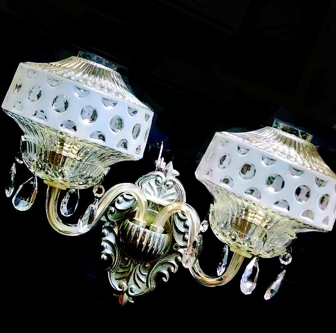 【昭和レトロ】ガラス製シャンデリア_水玉(壁用)