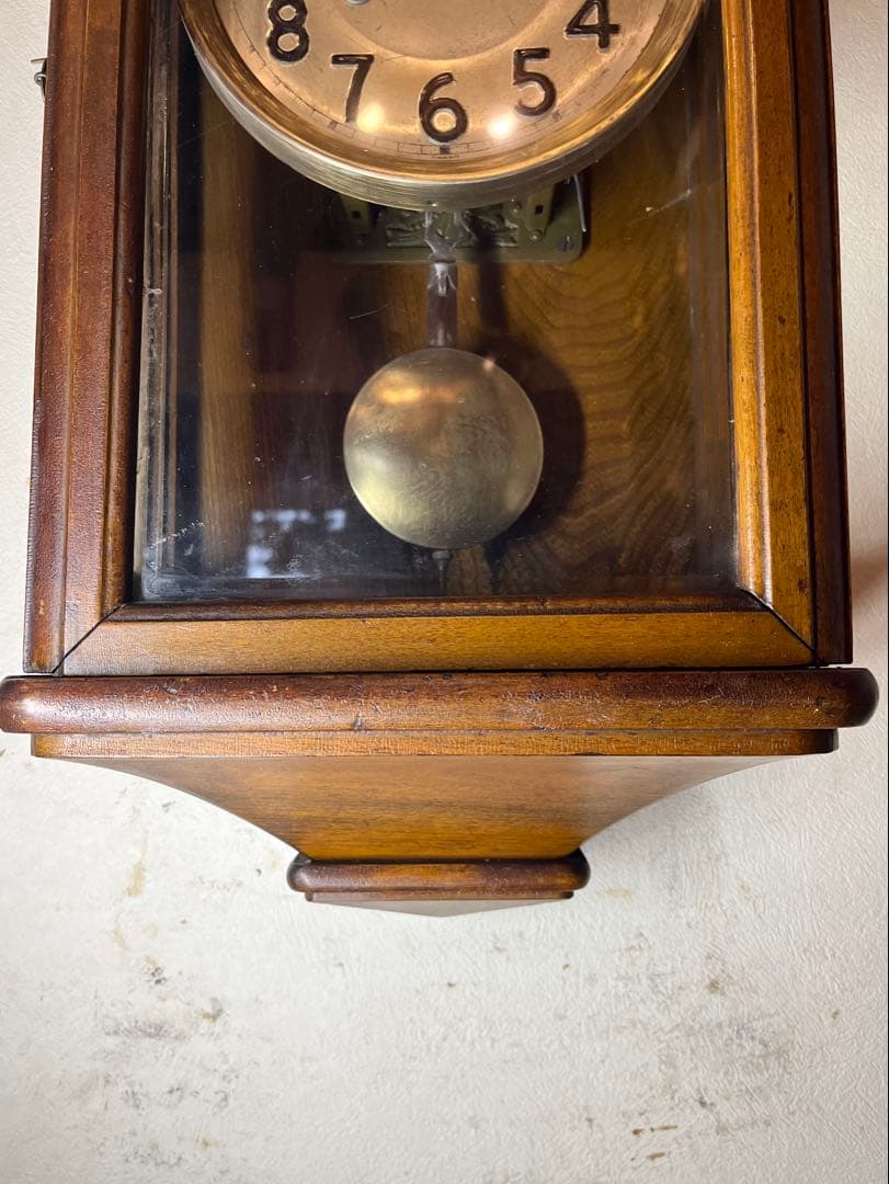 ユンハンス　横幅広型　柱時計　古時計　振り子　レトロ　アンティーク時計　精工舎