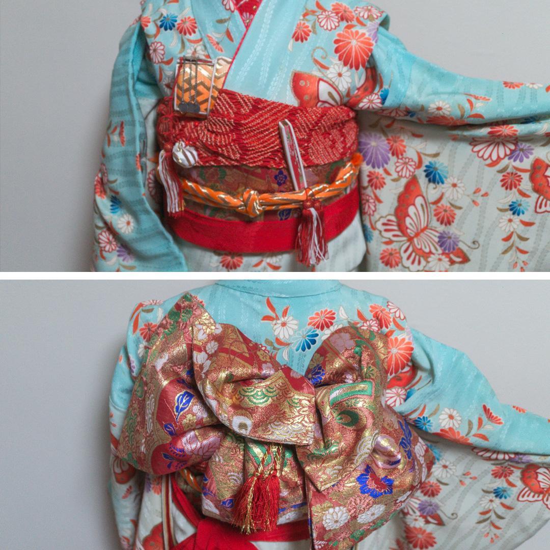 a*a様 【七五三 7歳】正絹・ビンテージ・晴着フルセット・水色～茜色・蝶々・美