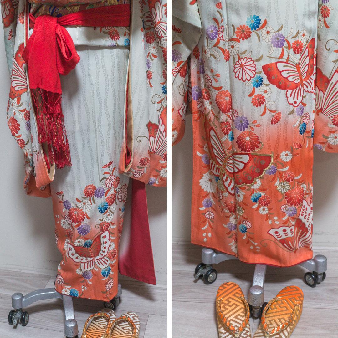 a*a様 【七五三 7歳】正絹・ビンテージ・晴着フルセット・水色～茜色・蝶々・美