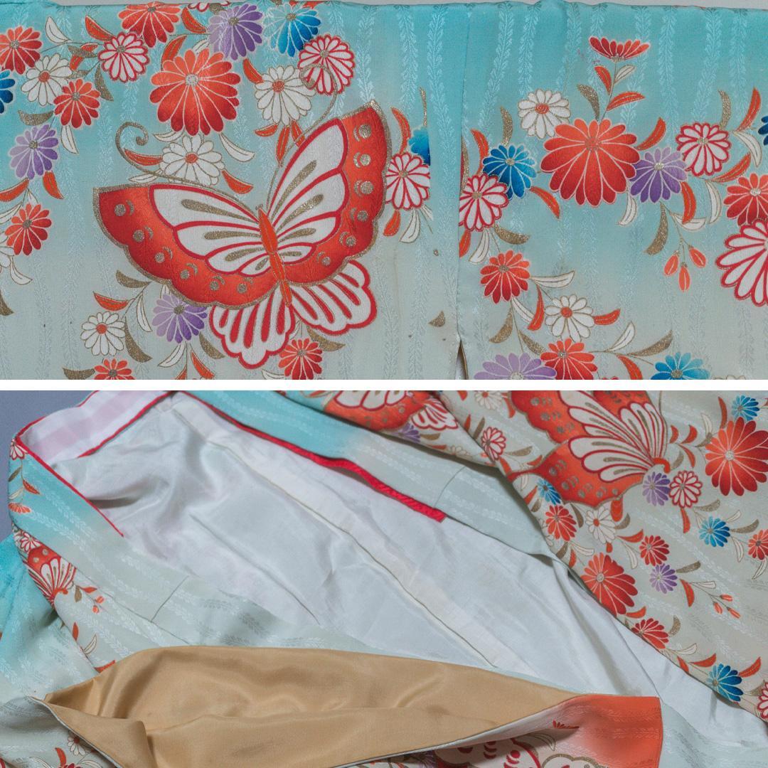 a*a様 【七五三 7歳】正絹・ビンテージ・晴着フルセット・水色～茜色・蝶々・美