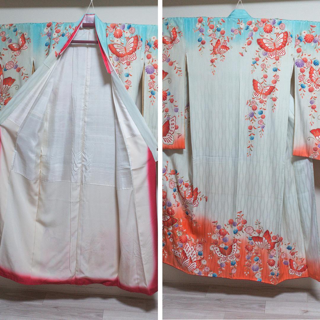 a*a様 【七五三 7歳】正絹・ビンテージ・晴着フルセット・水色～茜色・蝶々・美