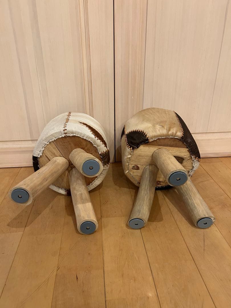 ボンゴ ファースツール 牛革 ミッドセンチュリー パッチワーク ビンゴ