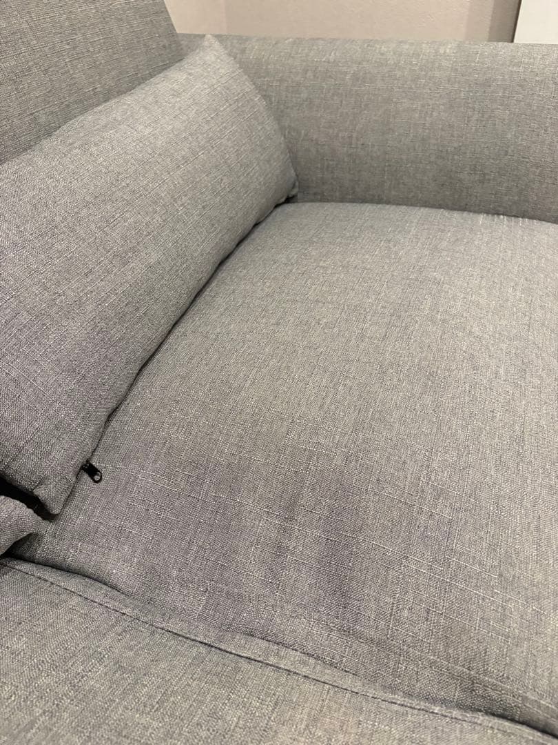 【大川家具】グレーソファ ３人掛け