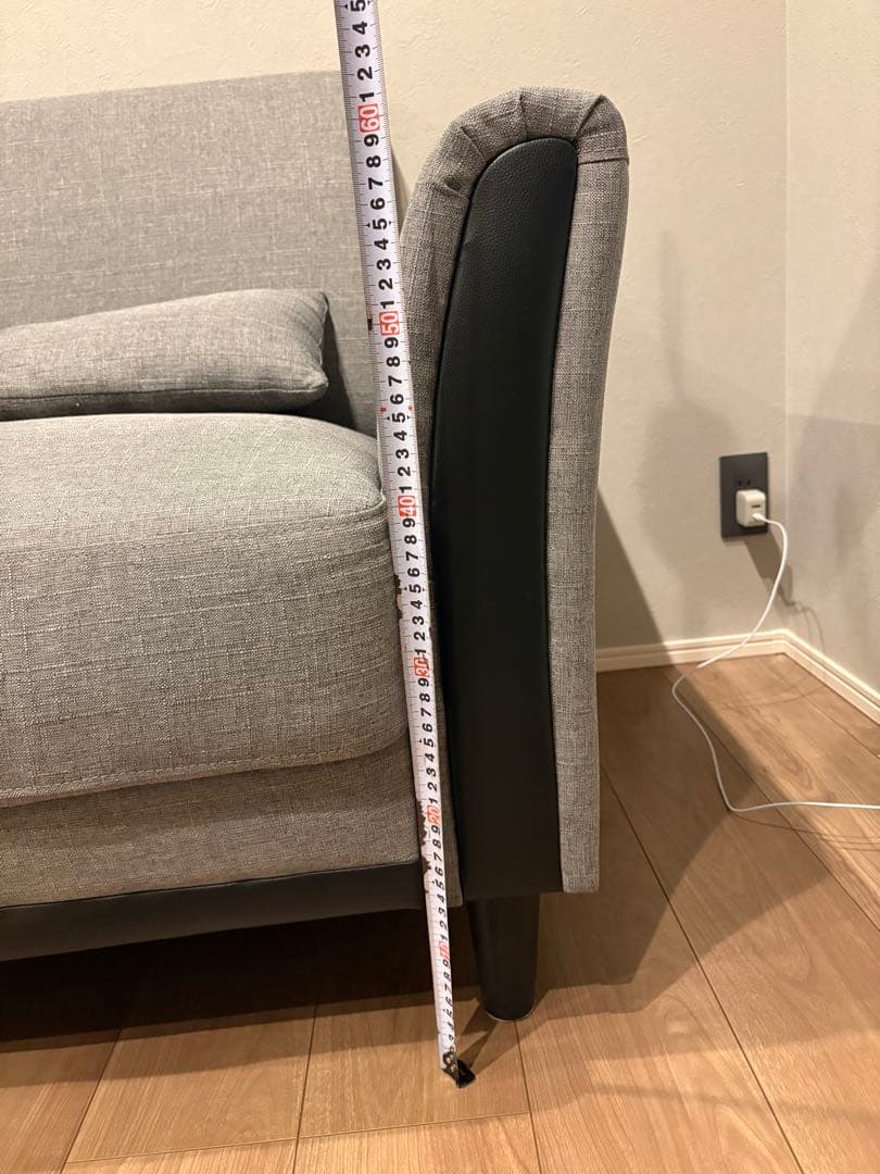 【大川家具】グレーソファ ３人掛け