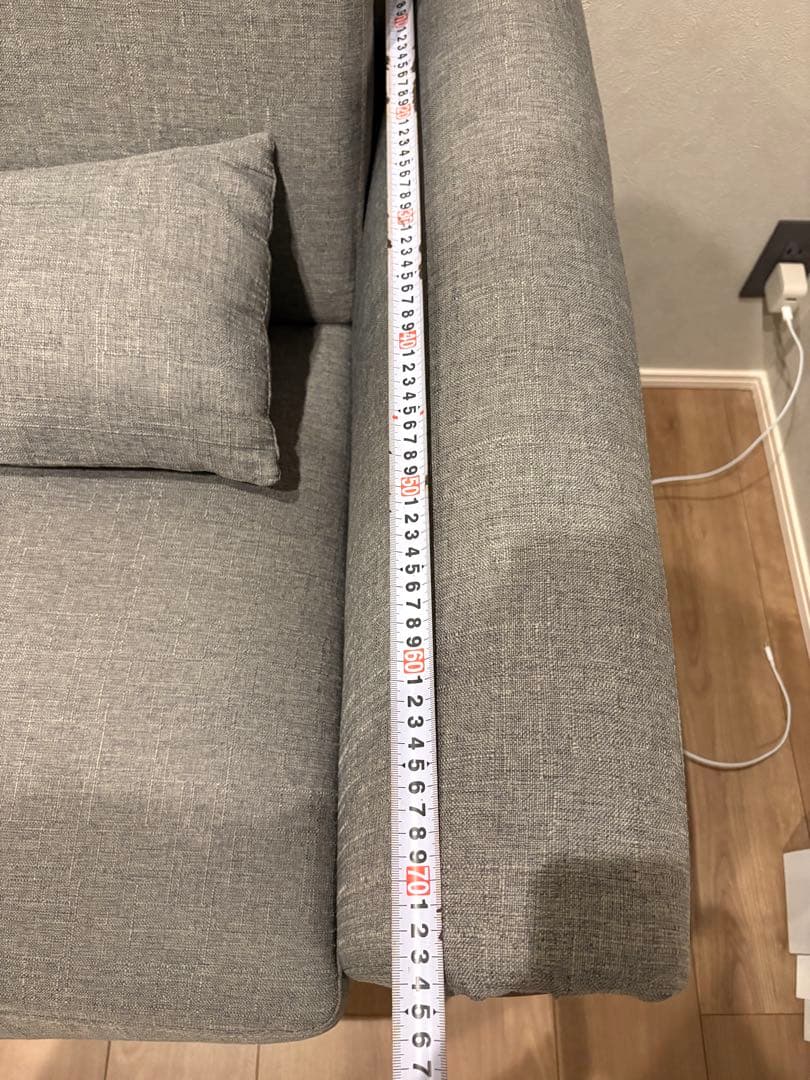 【大川家具】グレーソファ ３人掛け