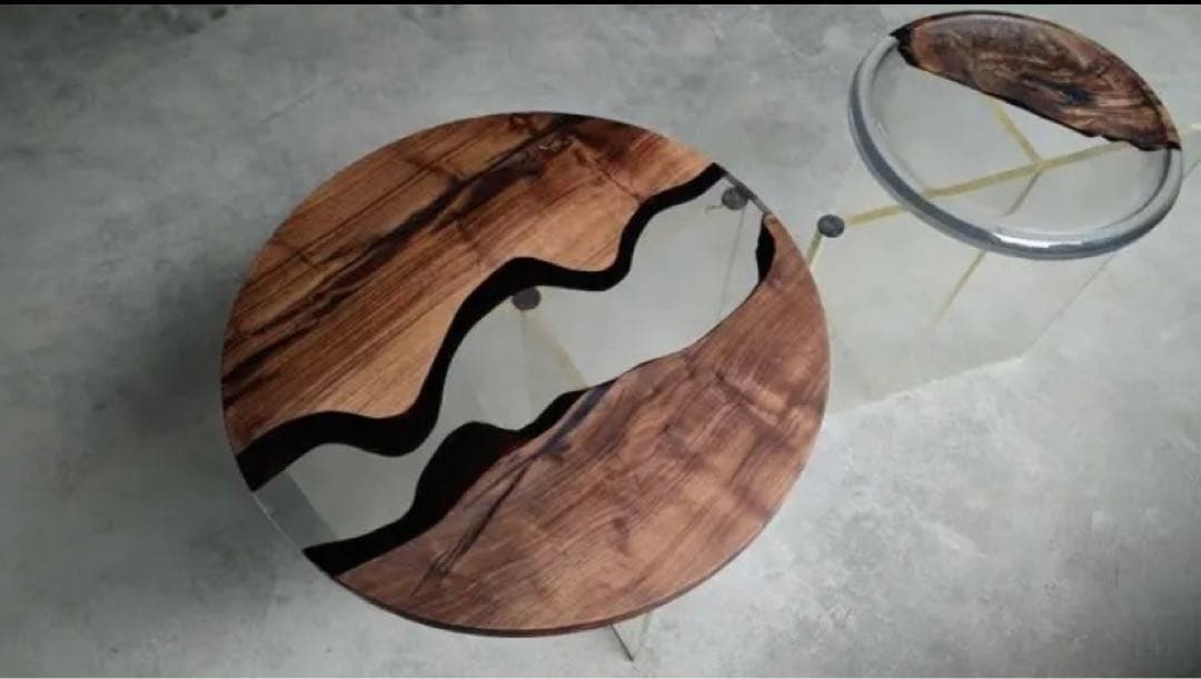 レジンテーブル/プレミアムグレー/リバーテーブル/ハンドメイド/一点物/値引き可