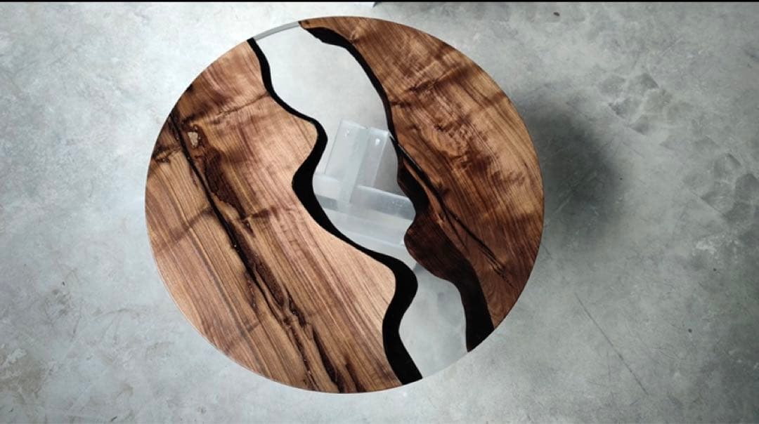 レジンテーブル/プレミアムグレー/リバーテーブル/ハンドメイド/一点物/値引き可