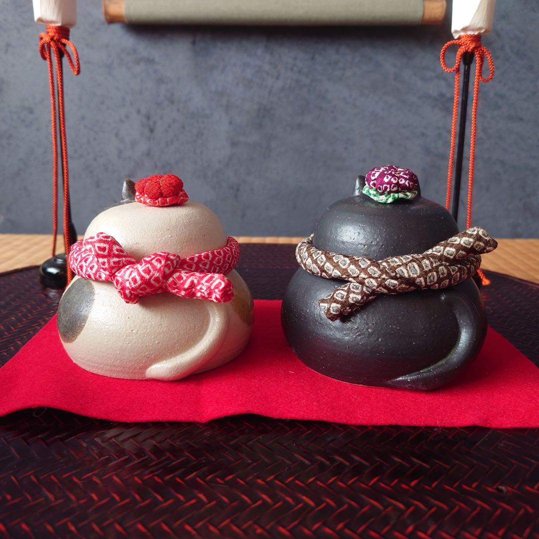 三毛さん❤︎ハチワレさん　　猫鏡餅からお雛様に♪