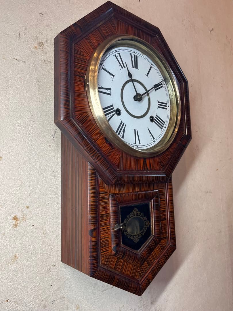 精工舎　八角　刷毛目　柱時計　古時計　振り子　ゼンマイ　ボンボン　レトロ　雑貨