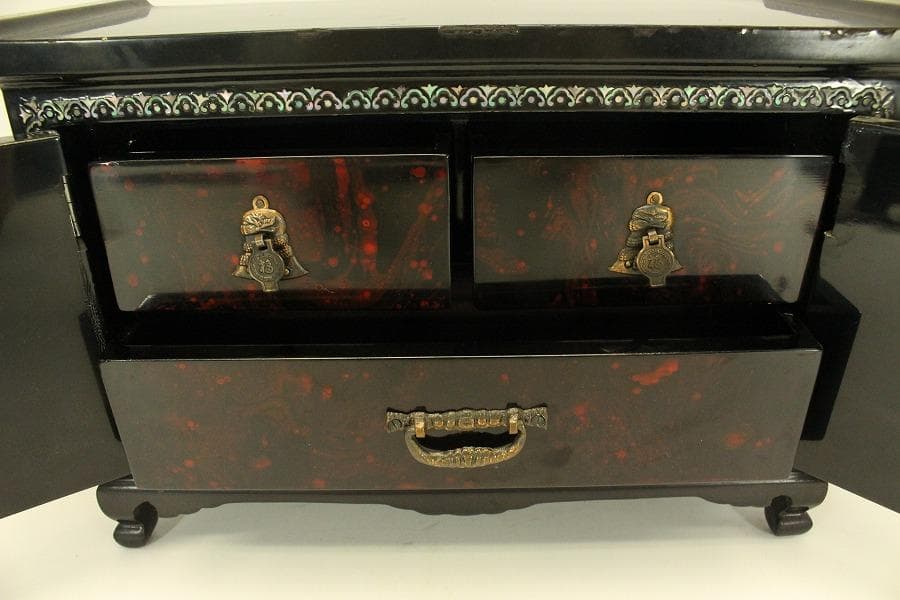 朝鮮 韓国 螺鈿 鶴模様 宝石箱(A849)