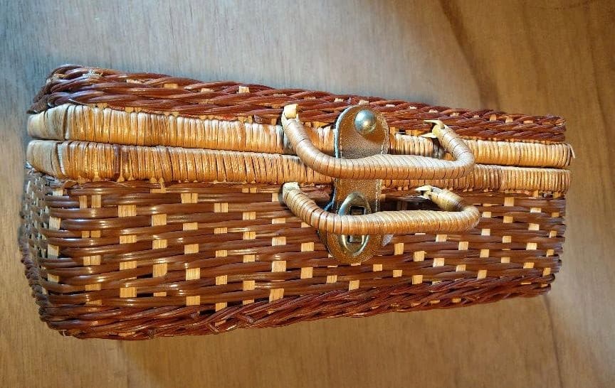 昭和　レトロ　ピクニック　ラタン　籐　バスケット