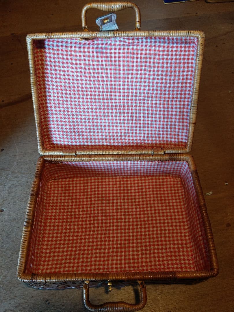 昭和　レトロ　ピクニック　ラタン　籐　バスケット