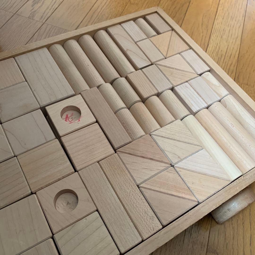 レトロ　積み木　車型　くるま　木製　ブロック