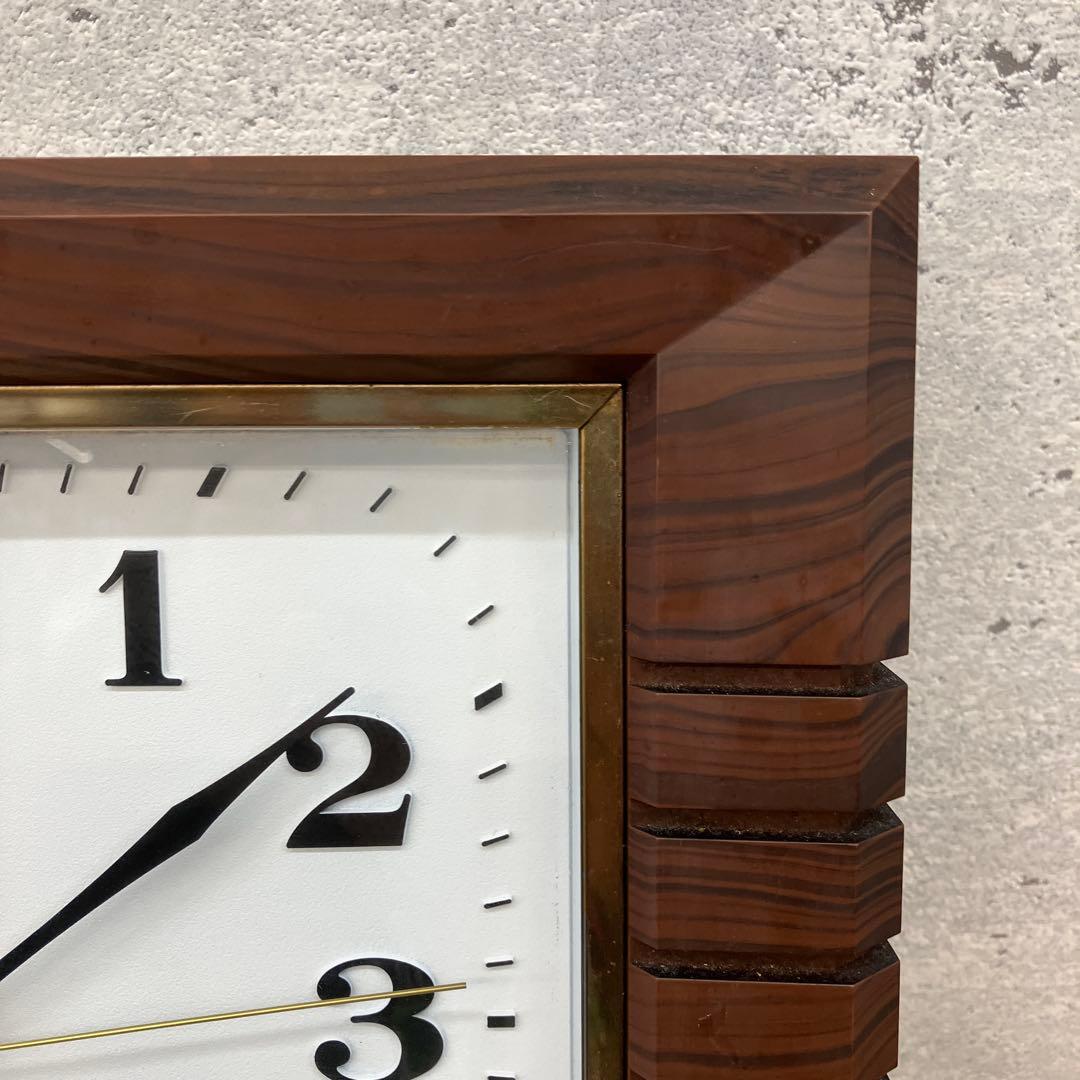 昭和レトロ シチズン スクエア型 クオーツ 木目柄 壁掛け時計 アナログ
