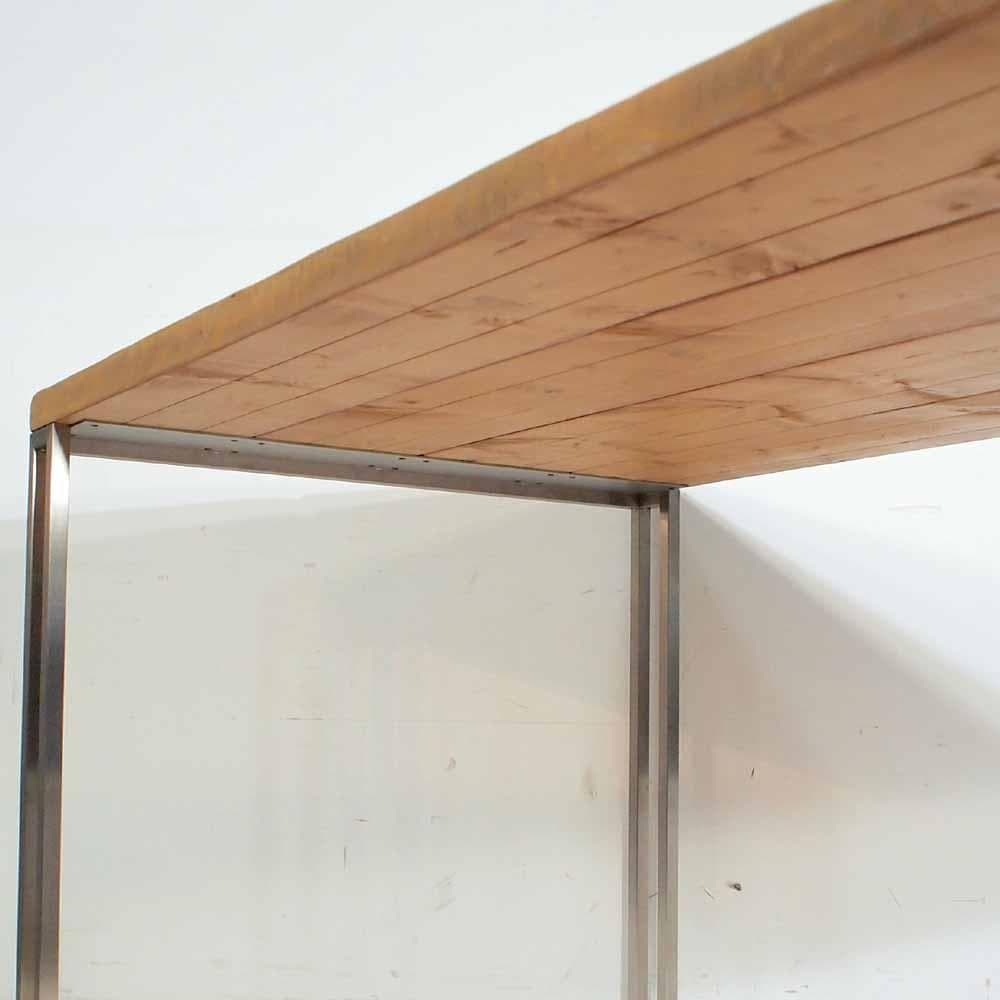 ステンレスフレーム パイン材 テーブル 店舗什器 ガレージ ZR24384