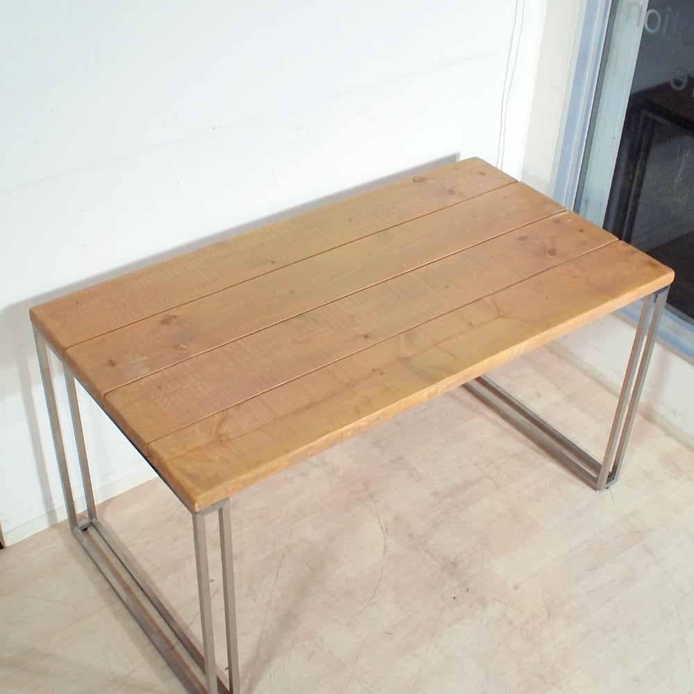 ステンレスフレーム パイン材 テーブル 店舗什器 ガレージ ZR24384