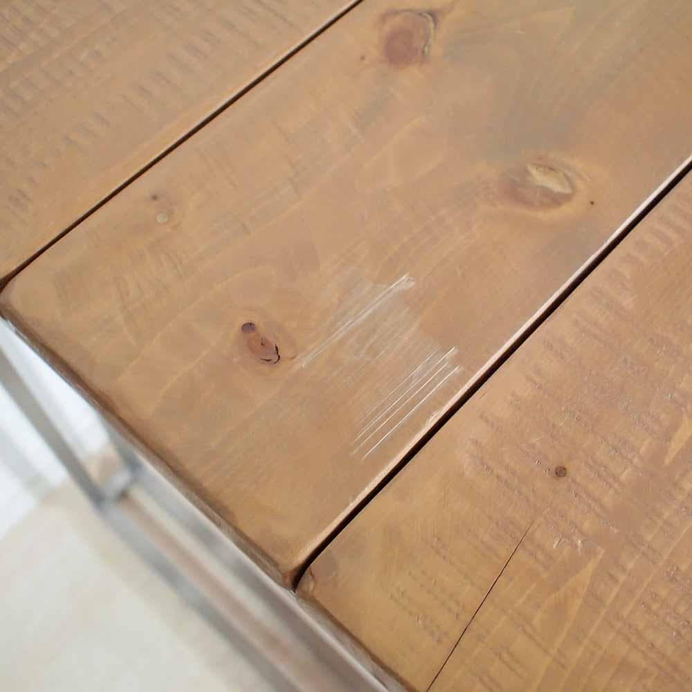 ステンレスフレーム パイン材 テーブル 店舗什器 ガレージ ZR24384